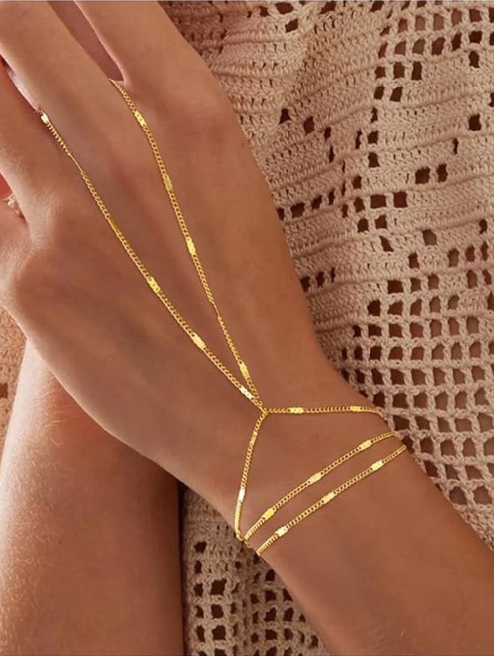 Elegant Gold Plated Hand Chain Bracelet for Women